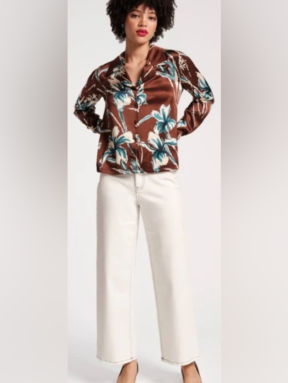Frances Valentine Ace Wide-Leg High-Rise Women’s Jeans - Cream Size 12 - Picture 3 of 16